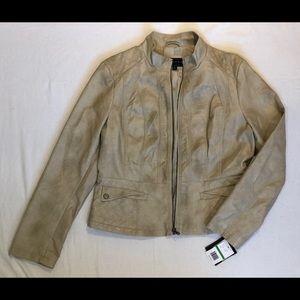 Cream Leather Jacket